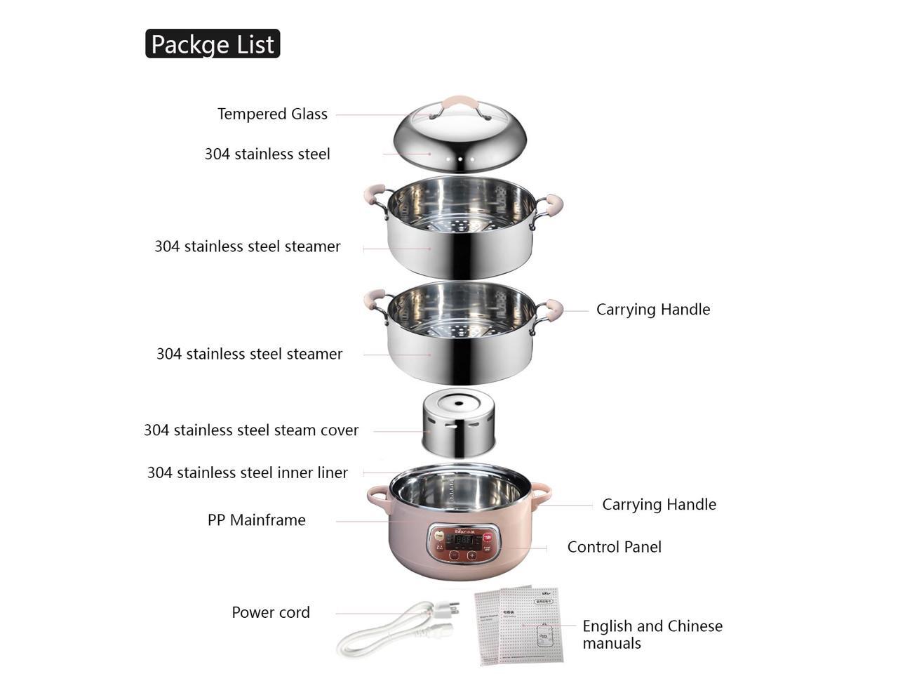 Bear Electric Multifunctional Food Steamer With Timer Preset Function,Support Stew & Boil,Auto