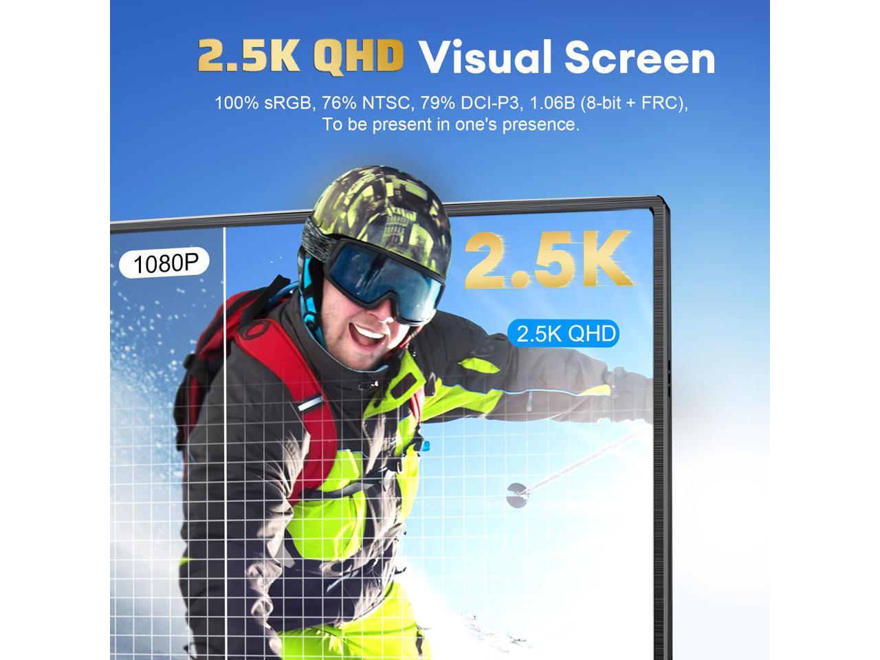 ZEUSLAP P16K 16 Inch Portable Monitor, 2.5K 144Hz 100%sRGB IPS Screen ...