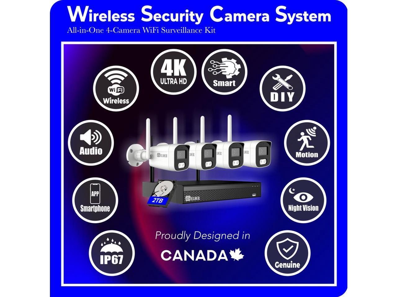 [2024 New] Elder 4K Wireless Security Camera System, 4Camera WiFi