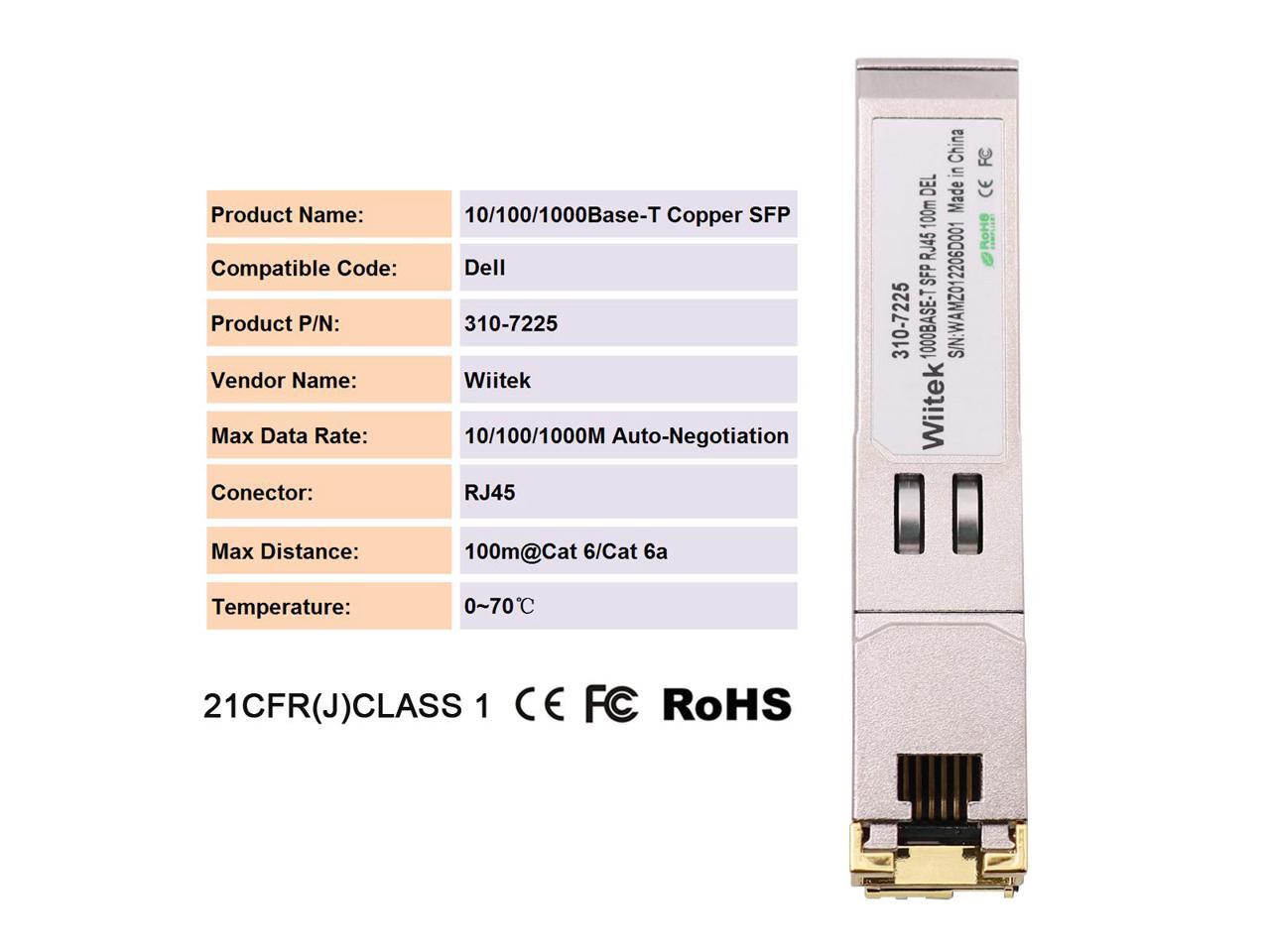 1.25G SFPT, 10/100/1000BASET Gigabit Copper SFP, Wiitek SFP to RJ45