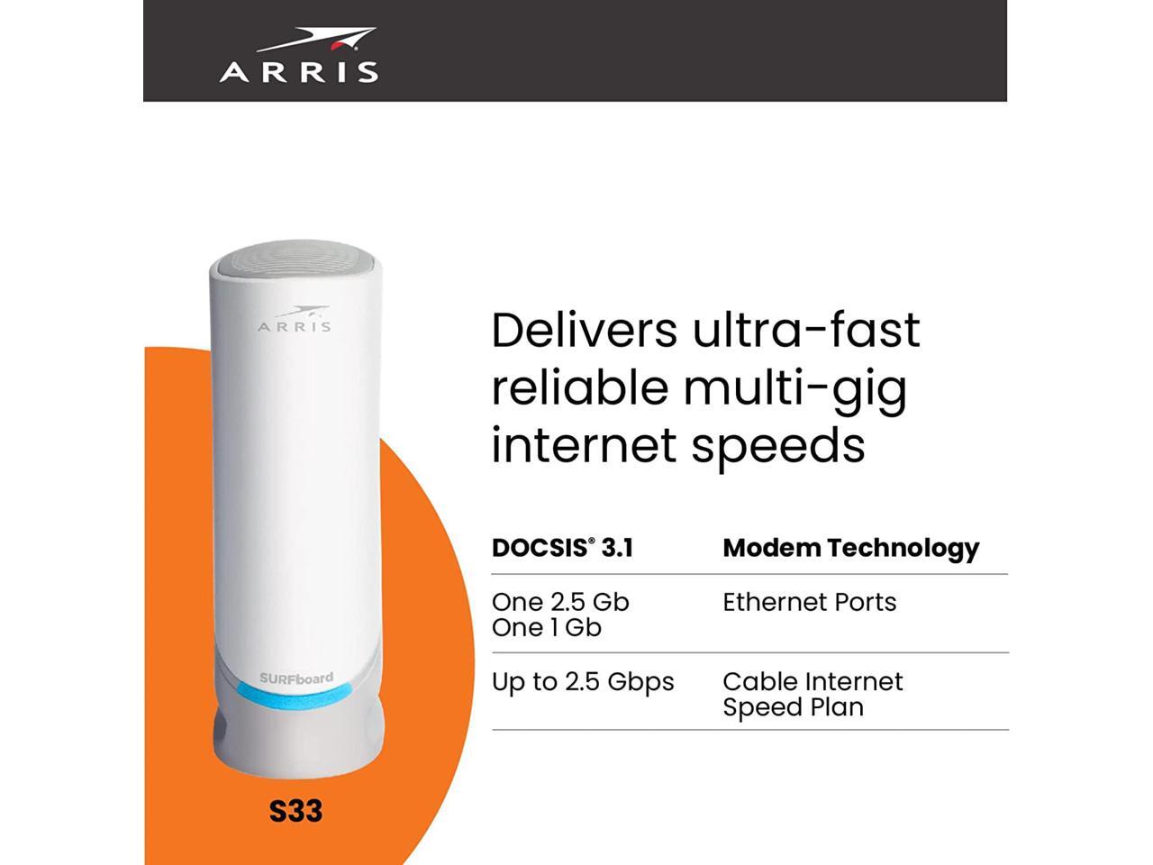 ARRIS Surfboard S33 DOCSIS Surfboard S33 DOCSIS 3.1 MultiGigabit Cable