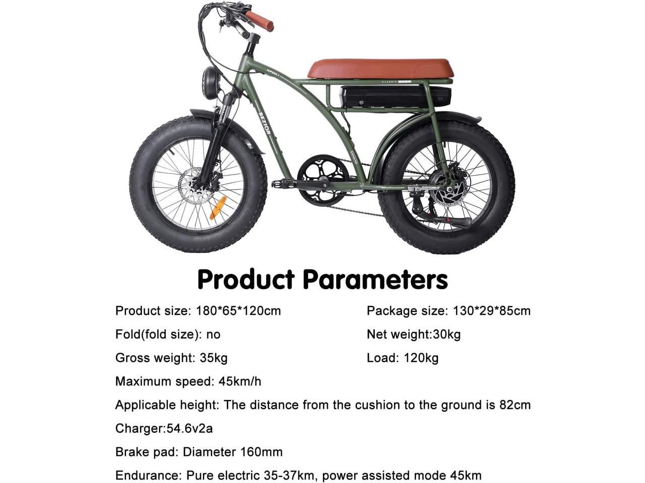 Bezior Electric Bike XF001 for Adults, 20" x 4.0 Fat Tire Electric