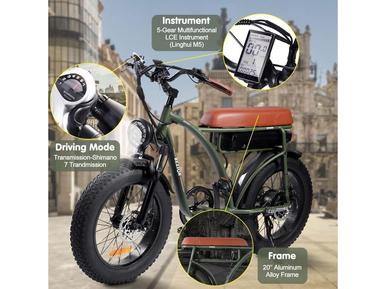 Bezior Electric Bike XF001 for Adults, 20" x 4.0 Fat Tire Electric