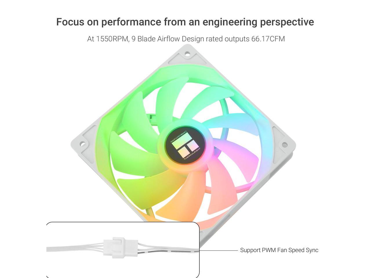 Thermalright TLC12CWS X3 CPU Fan 120mm White ARGB Case Cooler Fan