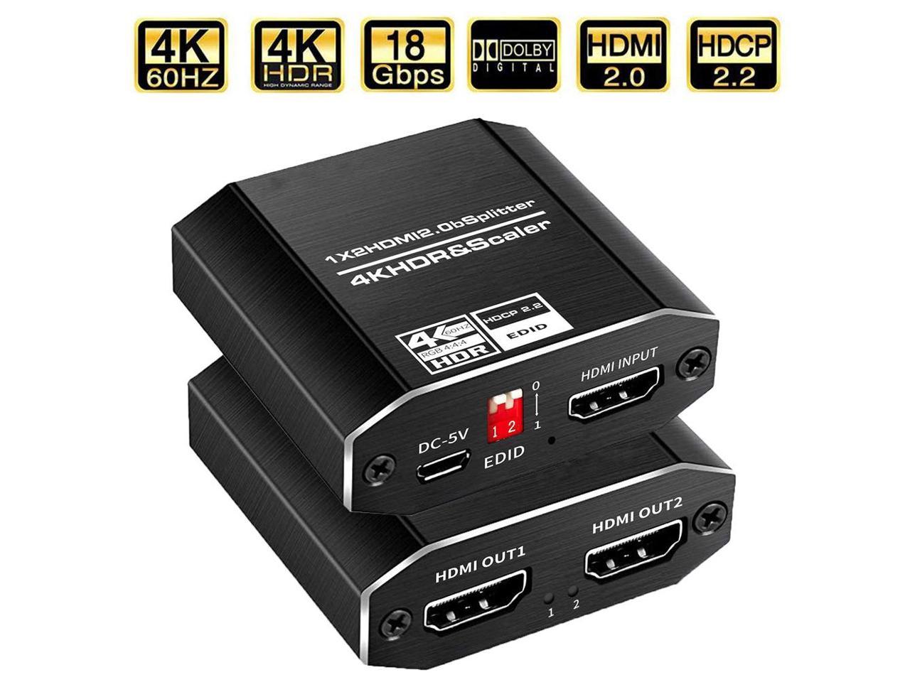 1x2 HDMI Splitter,AUBEAMTO HDMI HDCP 2.2,4K@60Hz 1x2HDMI Splitter.support Scaler(one Out 4K@60Hz,Another Out 1080P),RGB 4:4:4,4 kinds of EDID mode,HDR 10 . - Newegg.com