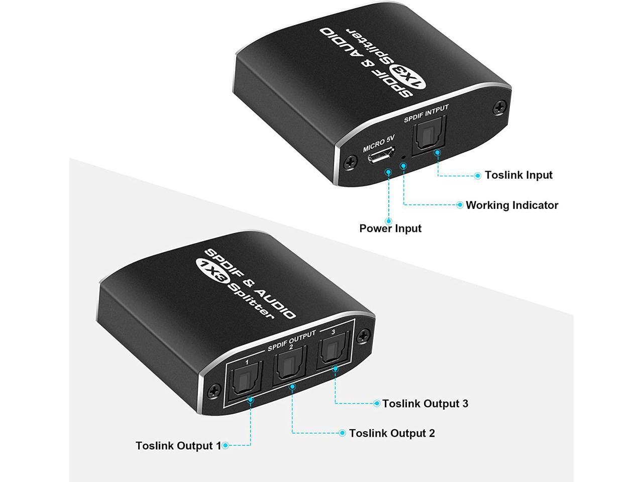 3 Port Digital Optical Splitter,AUBEAMTO SPDIF TOSLINK Digital Optical