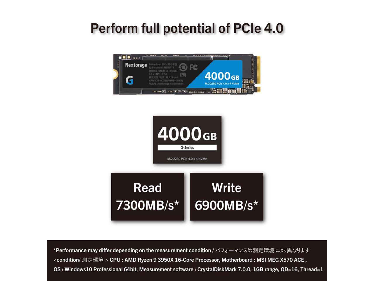 Nextorage Japan 4TB NVMe M.2 2280 PCIe Gen.4 Internal SSD - New G ...