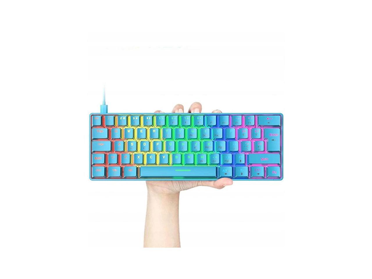 T60 mechanical gaming keyboard blue switch 62key USB type C wired keyboard with 18 RGB light