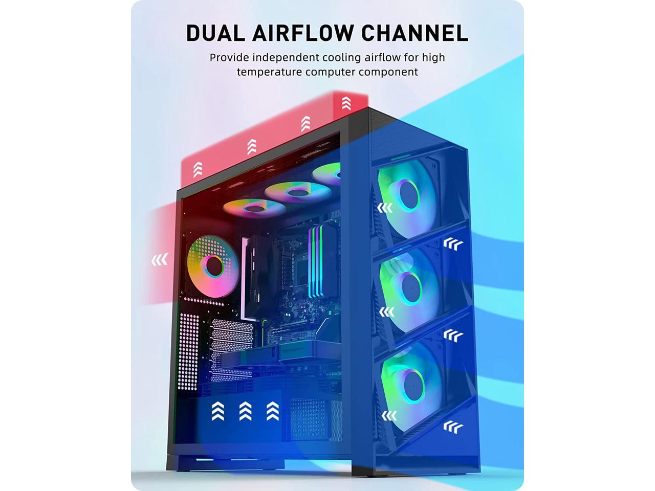 Segotep ATX PC Computer Case Support Dual 360mm Radiators MidTower