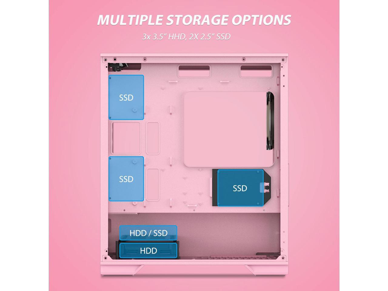 Vetroo M03 Compact Computer Case Micro ATX Mini ITX Pink Gaming PC Case