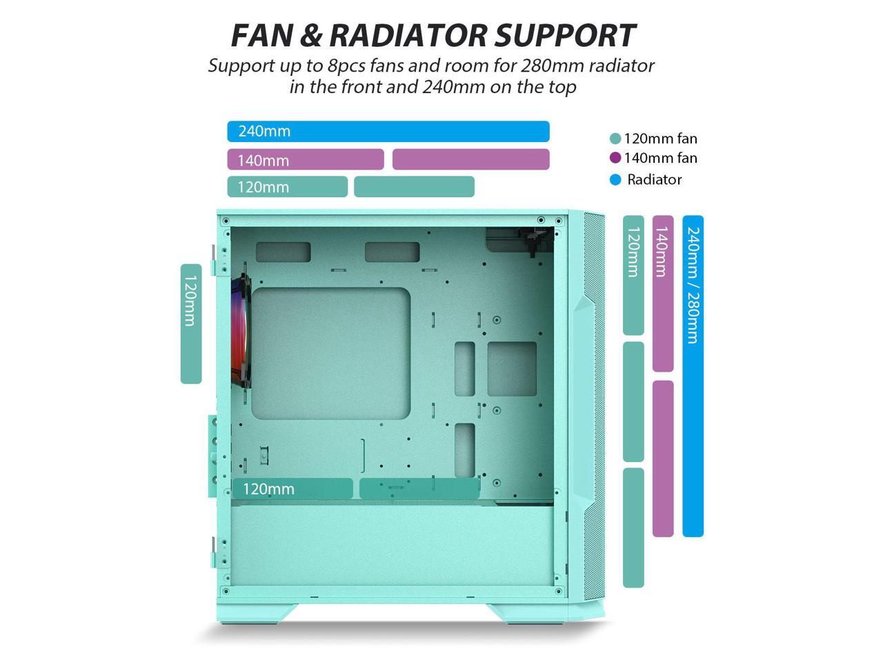 Vetroo M03 Compact Computer Case Micro ATX Mini ITX Mint Green Gaming PC Case Rear 120mm ARGB