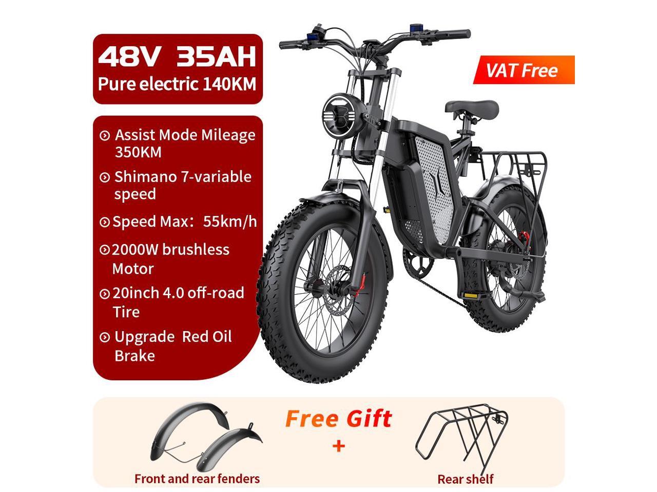 EKX X20 Electric Bike Mountain Moped Ebike 20 Inch Fat Tire 2000W 48V 35AH Men's Road EBike