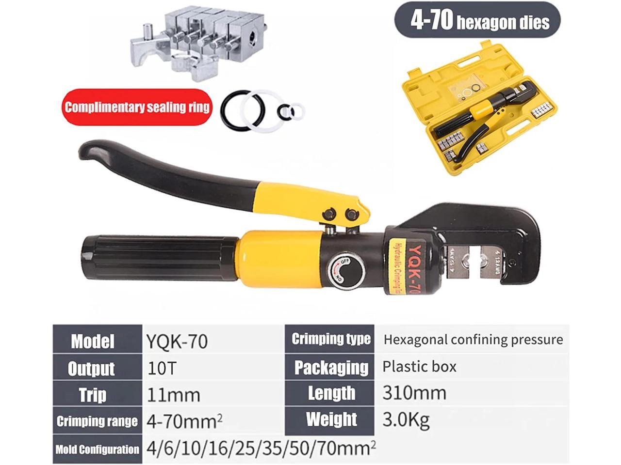 LFGUD 10T Hydraulic Crimping Tool 12-2/0 AWG Battery Cable Crimping ...