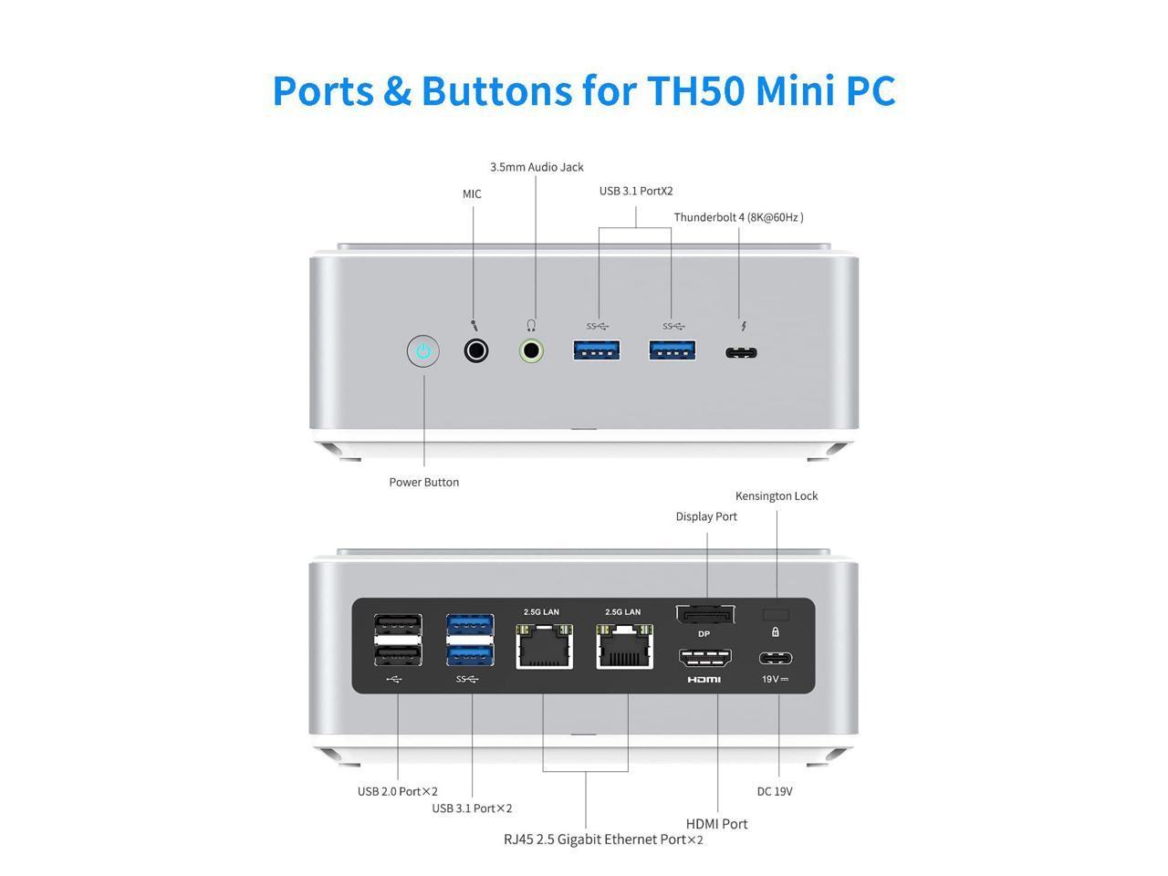 MINISFORUM DeskMini TH50 Mini PC Windows 11 Pro Intel® Core i5