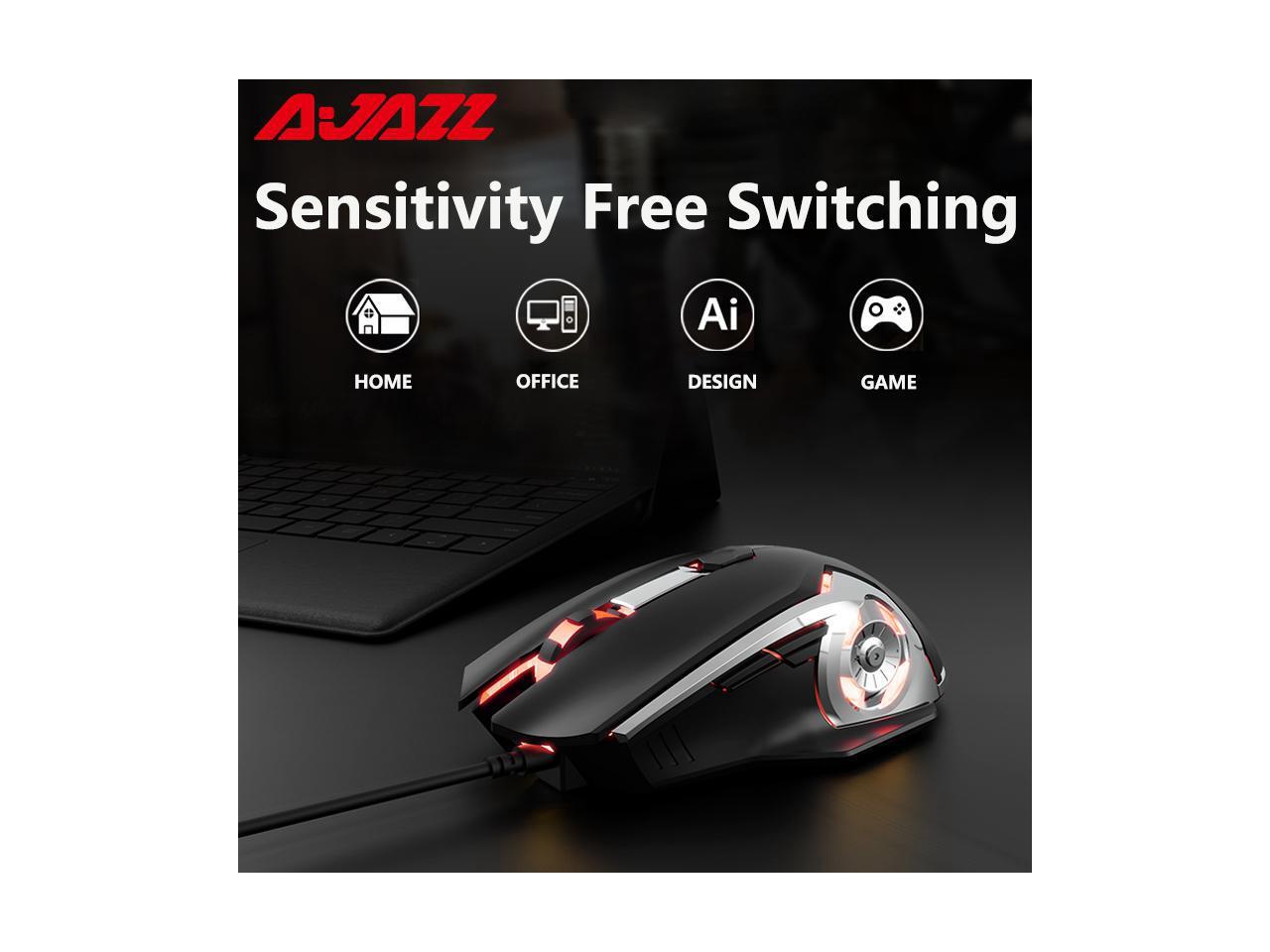 Ajazz aj120 usb wired gaming mouse backlit 6 buttons 8000 dpi macro