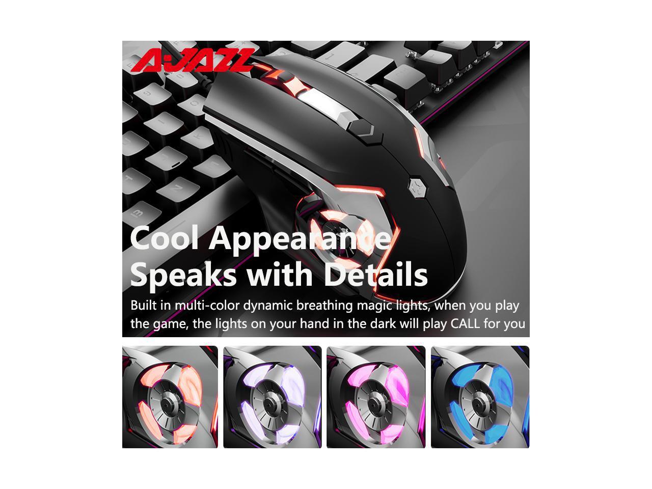 Ajazz aj120 usb wired gaming mouse backlit 6 buttons 8000 dpi macro