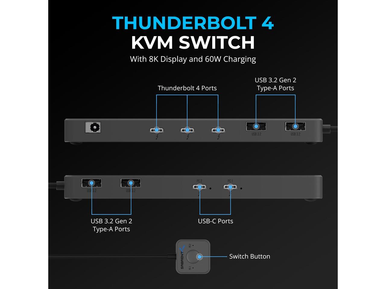 SABRENT Thunderbolt 4 KVM Switch with 8K Display and 60W Charging [SB ...