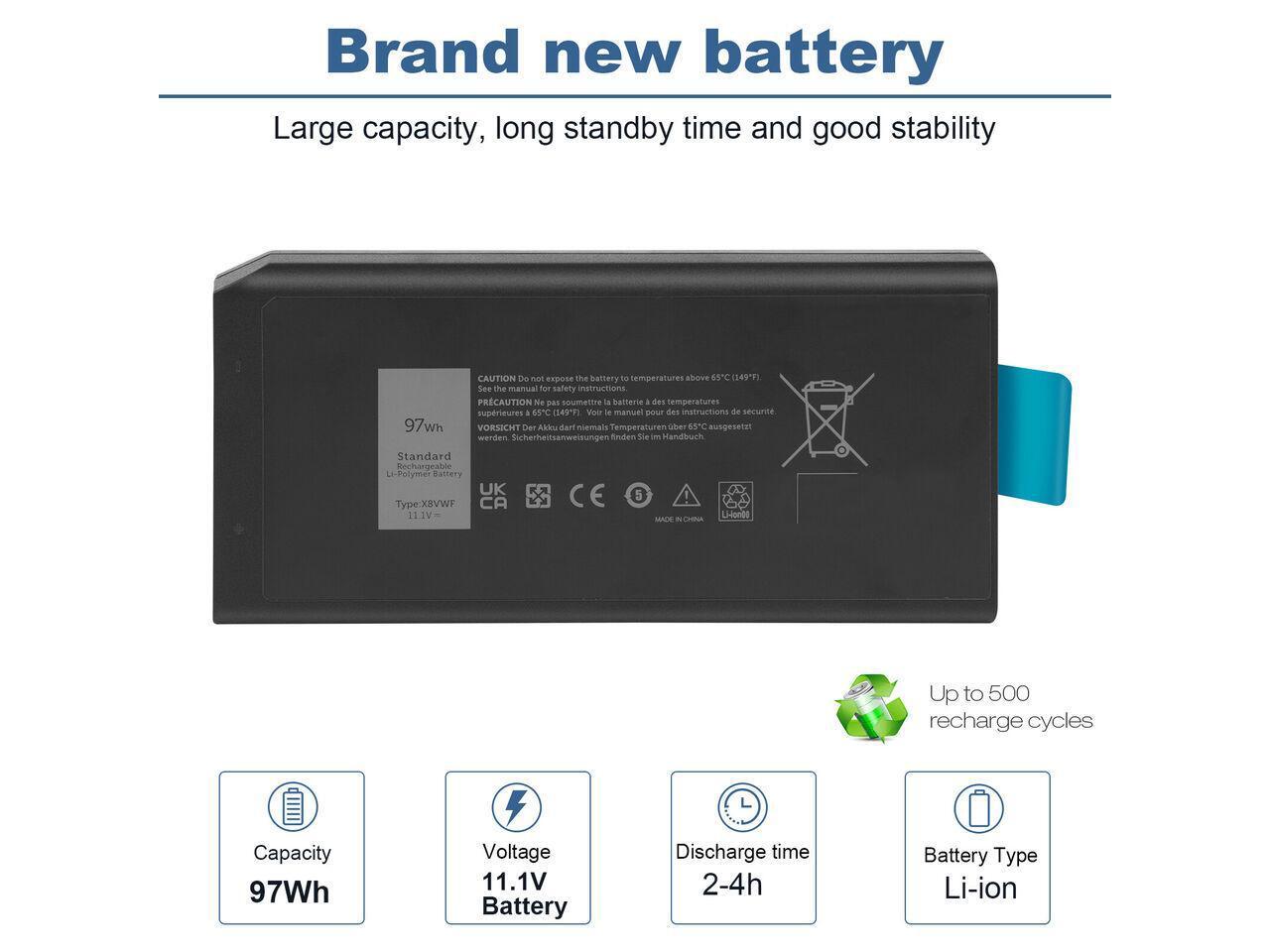 97Wh X8VWF Battery For Dell Latitude 14 Rugged 5404 5414 E5404