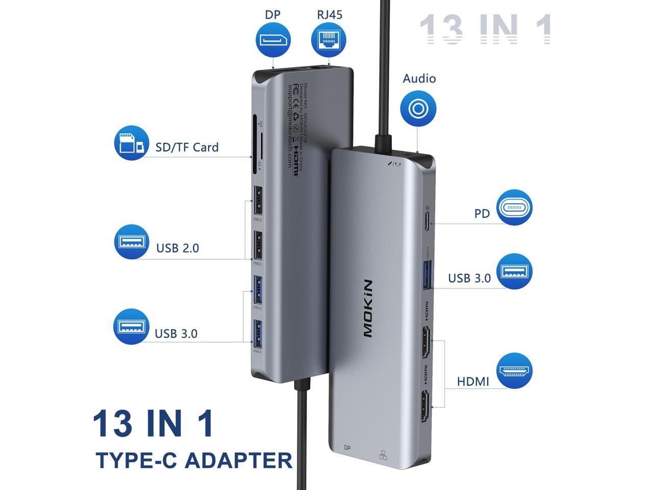 Mokin Usb C Hub Usb C Docking Station 13 In 1 Triple Display Type C Adapter With Dual Hdmi 4k 1724