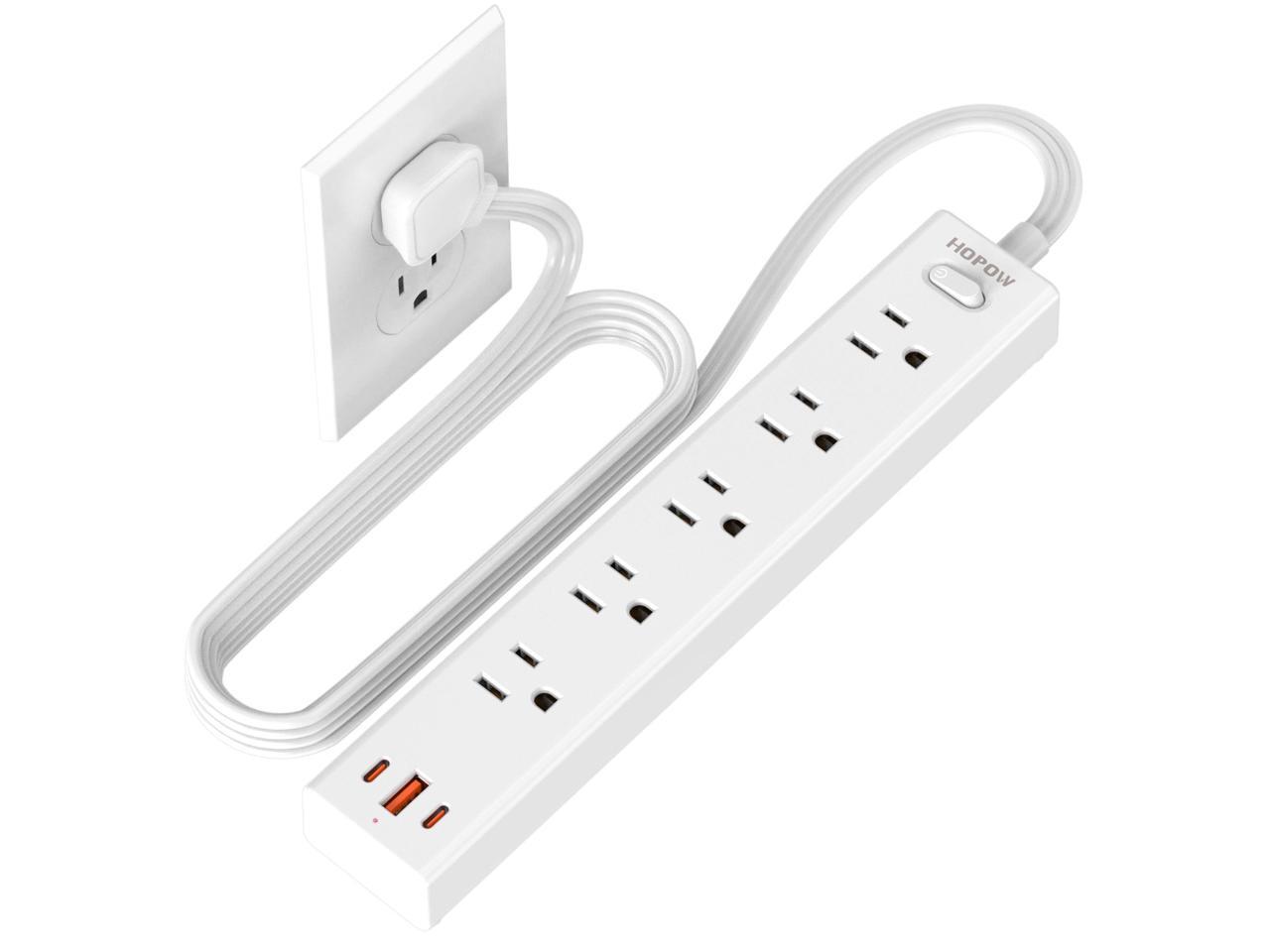 HOPOW Flat Plug Power Strip, 6 Ft Ultra Thin Flat Extension Cord, Surge