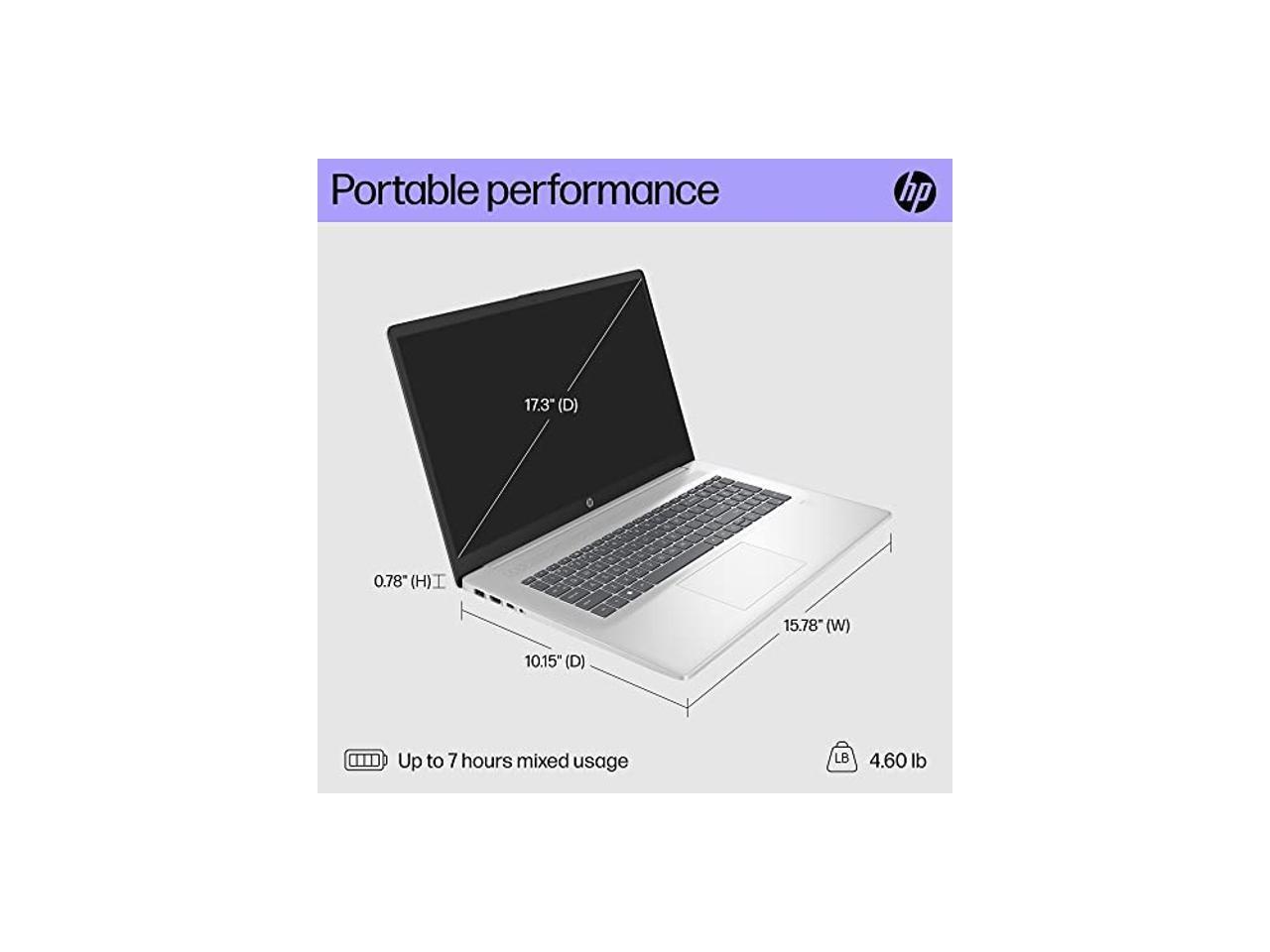 HP 17 inch Laptop, HD+ Display, Intel Core i51235U, 8 GB RAM, 512 gb