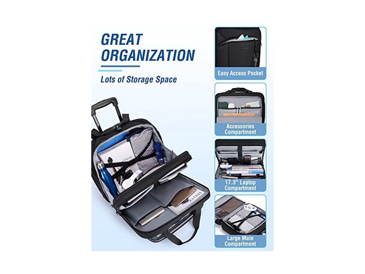 BAGSMART Rolling Laptop Bag, 17.3 Inch Rolling Briefcase with Wheels for Men Women,Large Rolling