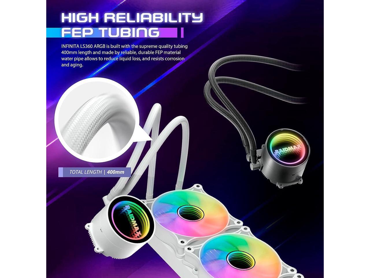 Raidmax Infinita LS360 AIO Water Cooling System, 360mm Gaming PC CPU Water Cooler with 3 ARGB