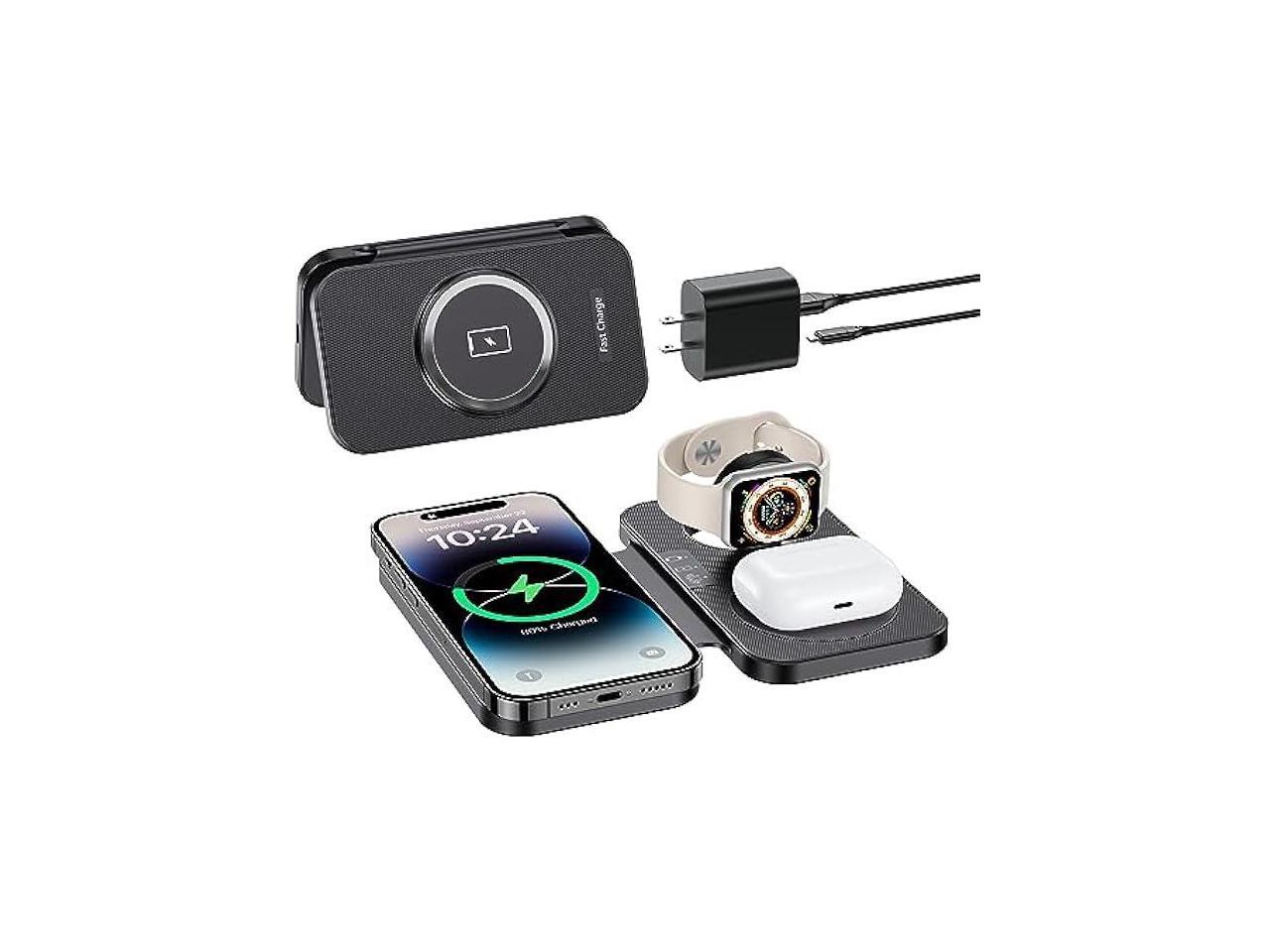 3 in 1 Charging Station for Apple Devices, XooFly Foldable Wireless Charger for
