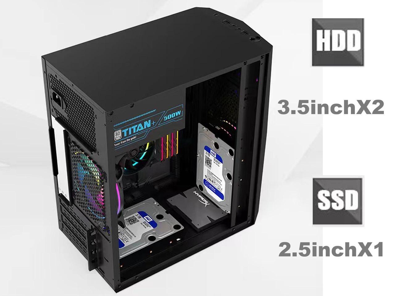 Micro ATX tower gaming PC Computer Case With RGB Light Strips, Full ...