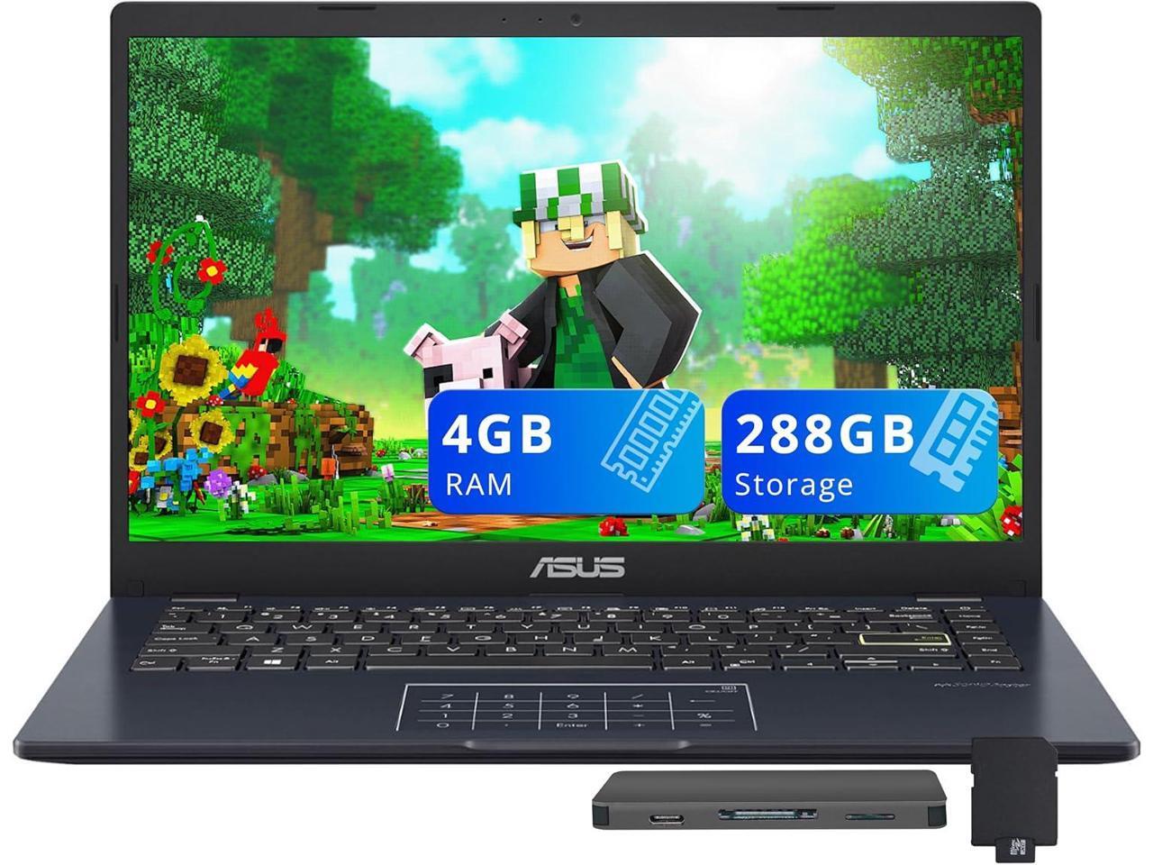 ASUS Vivobook Go 14" FHD Business Laptop, Intel Celeron N4500, 4GB RAM, 288GB Storage(128GB eMMC+160GB Docking Station Set), Intel UHD Graphics, Number Pad, HD Webcam, Win 11, Star Black