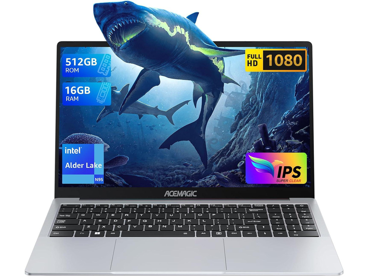 ACEMAGIC Laptop Computer 16 inch FHD Display, 16GB RAM 512GB ROM with Quad-Core Intel N95(4C/4T, Up to 3.4GHz) Windows 11 Laptop Support WiFi, BT5.0, 1MP Webcam, 3*USB3.2, Type_C
