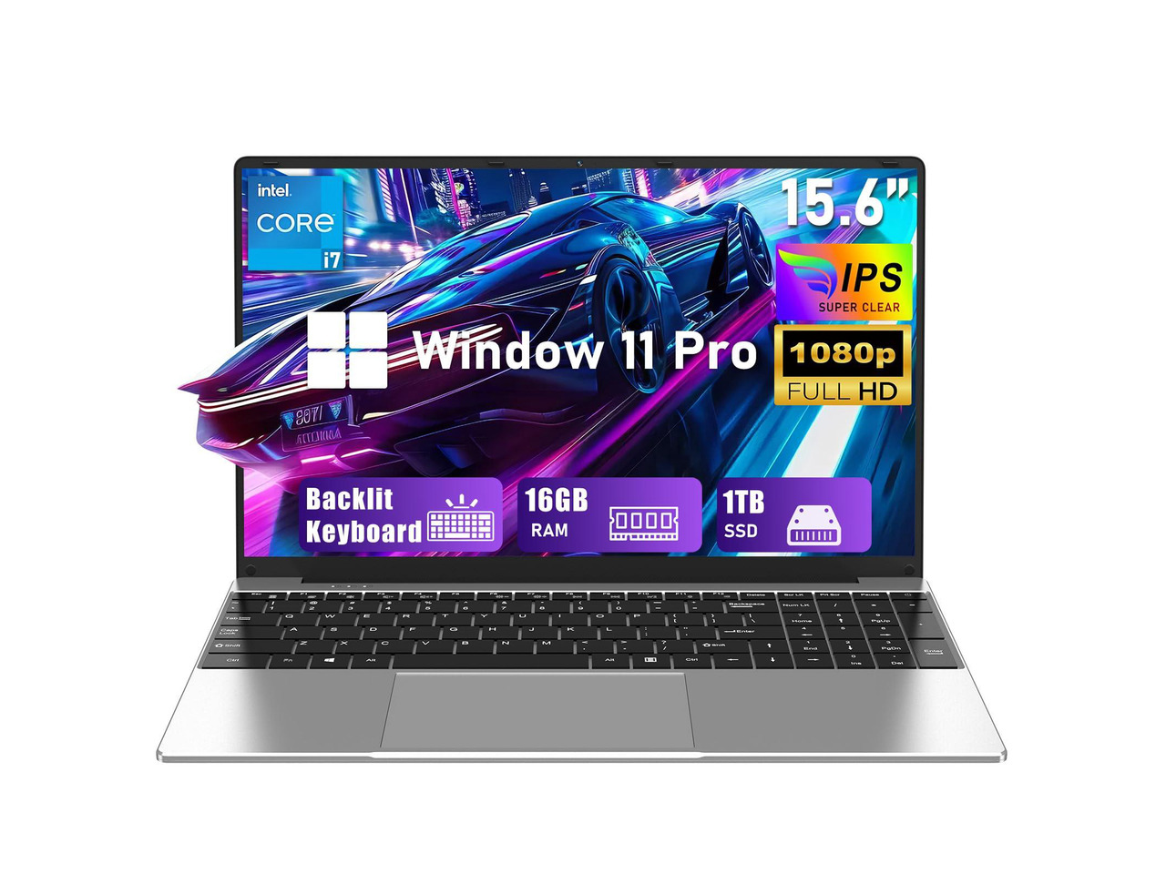 NIAKUN 2026 Gaming Laptop,15.6" Windows 11 Pro Laptops Computer with Office 365,16GB RAM 1TB SSD,Intel core i7(Up to 3.9GHz),Backlit Keyboard,Mini HDMI,cam|Mic,Portable Thin for Gming College Student