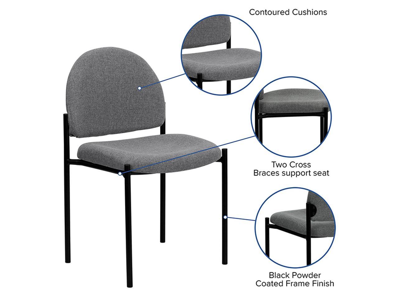 Comfort Gray Fabric Stackable Steel Side Reception Chair - Newegg.com