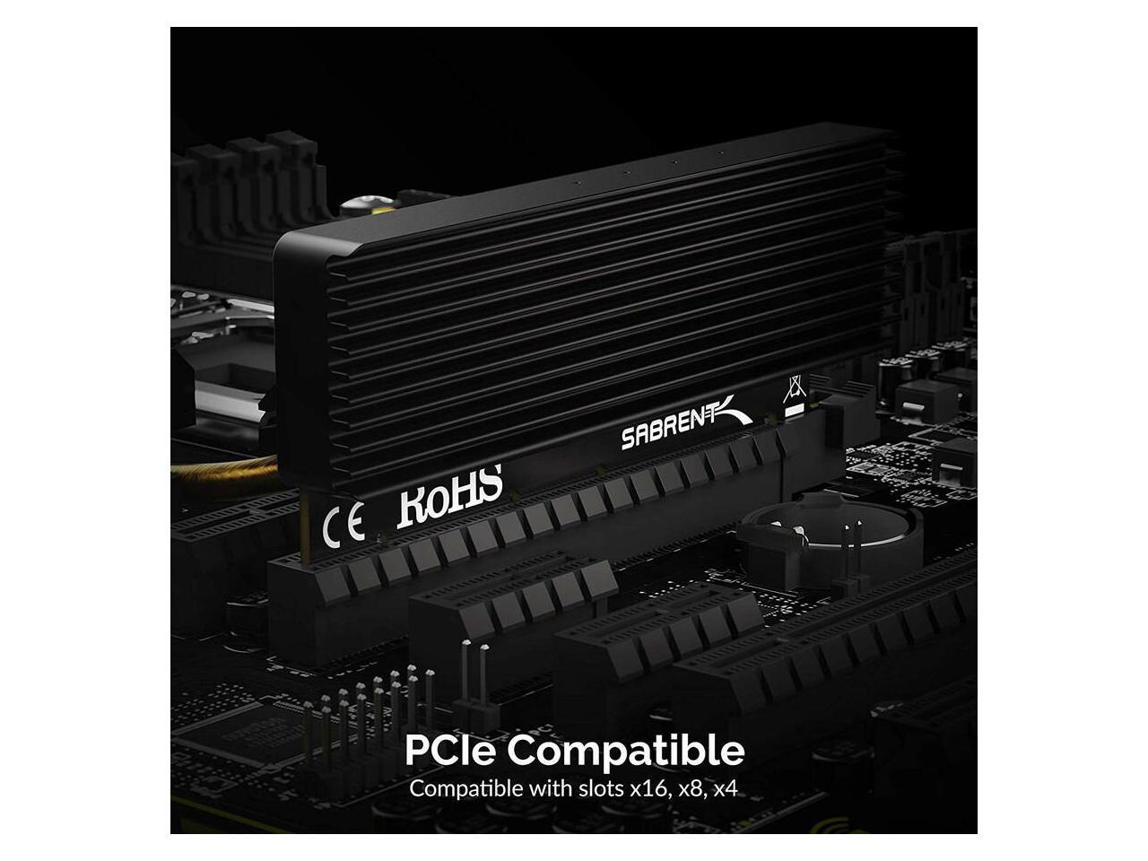 Sabrent nvme m 2 ssd to pcie x16 x8 x4 card with aluminum heat sink ec