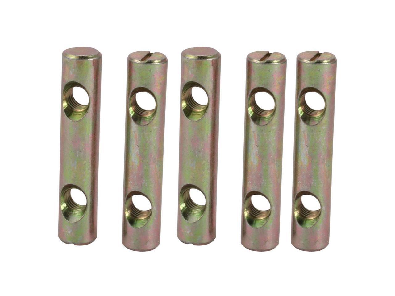 5pcs M8x60mm Dual Hole Zinc Plated Iron Slotted Drive Cross Dowel