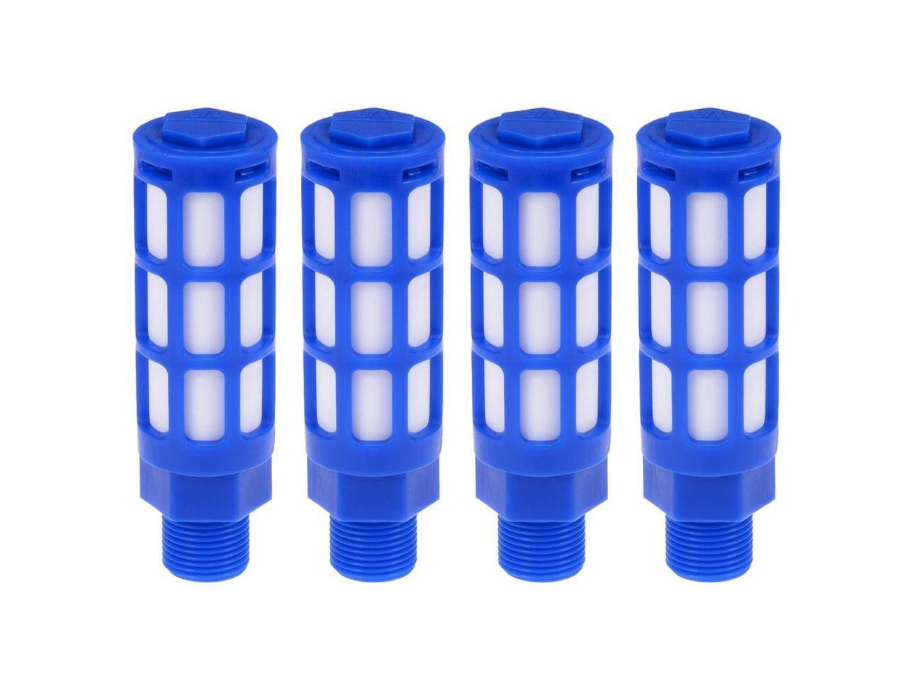 3/8BSP Male Thread Plastic Pneumatic Silencer Muffler Noise Exhaust Blue 4pcs 
