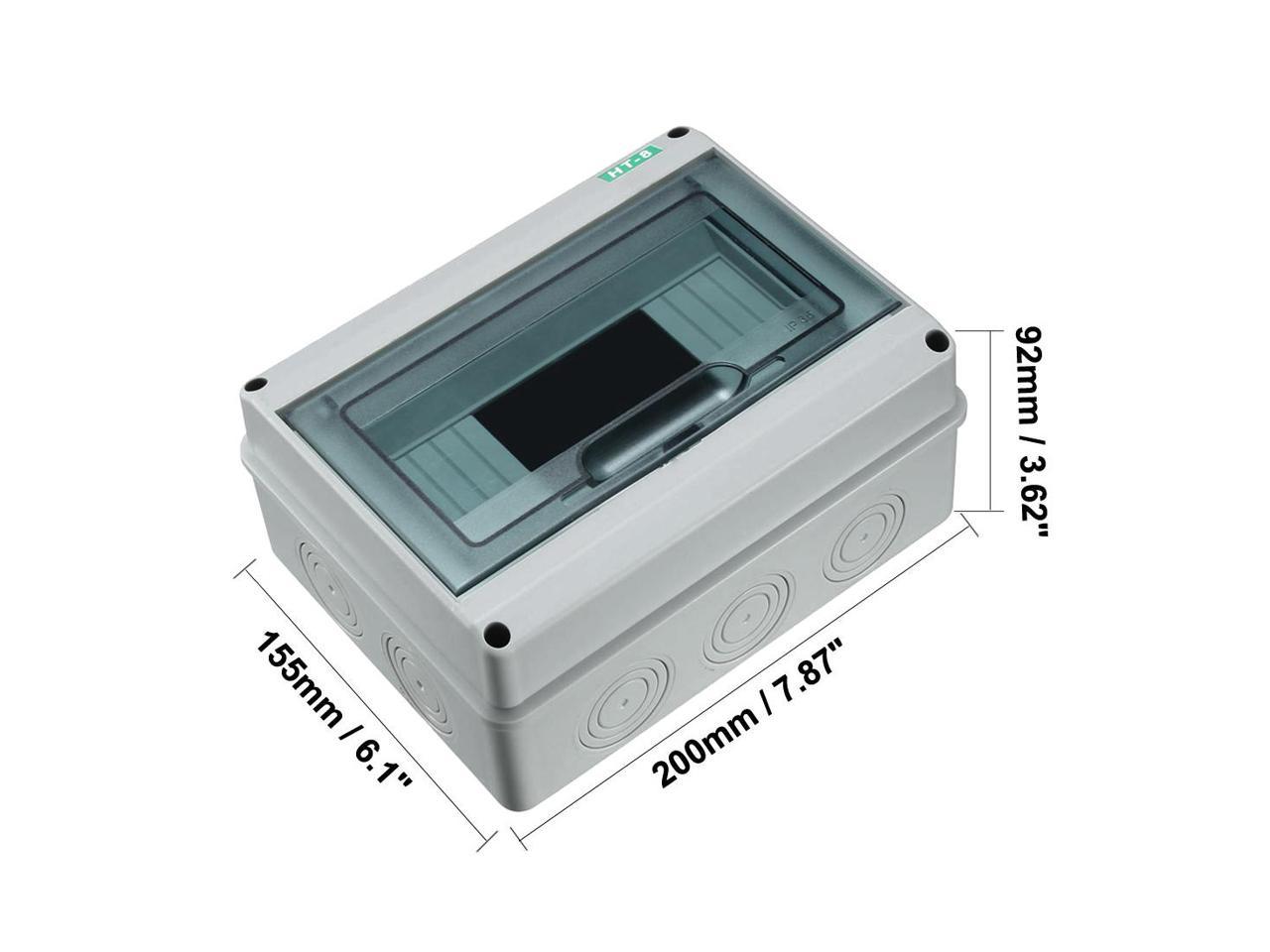 200mmx155mmx92mm Plastic Transparent Cover Power Distribution Protection Box IP65 ABS for Circuit Breaker Indoor on The Wall 8 Way 