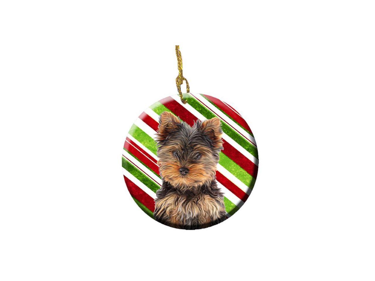 Yorkshire Terrier YORKIE Candy Cane Holiday ORNAMENT 