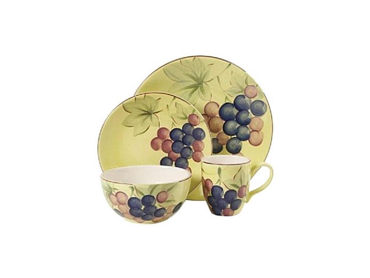 Gibson 97976.16 Home Fruitful Harvest Grapes 16 Piece Dinnerware Set