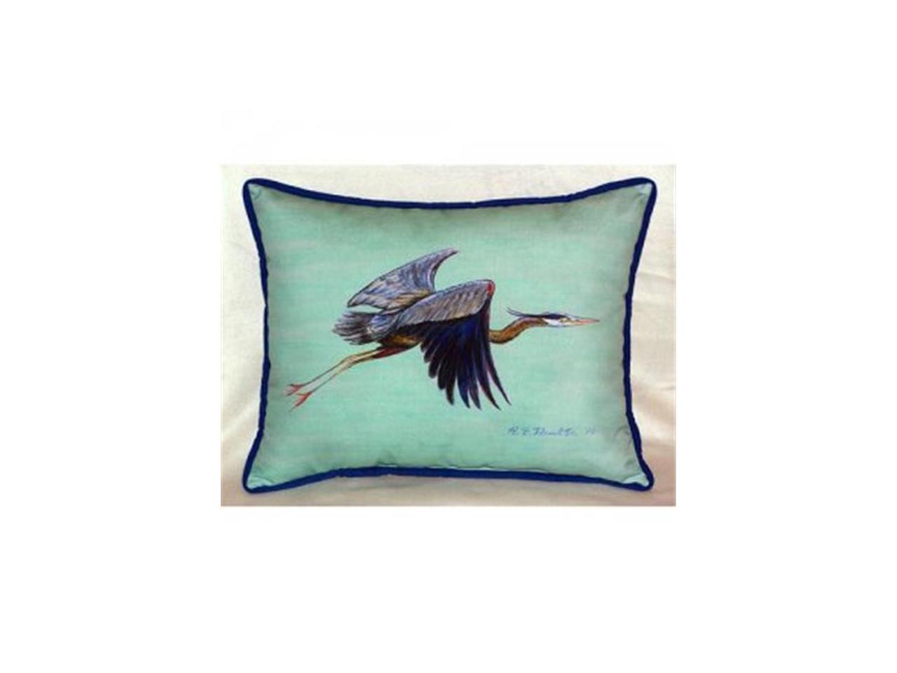 Betsy Drake Hj327c Flying Blue Heron Teal Indoor Outdoor Throw Pillow 16 X 20 In Newegg Com