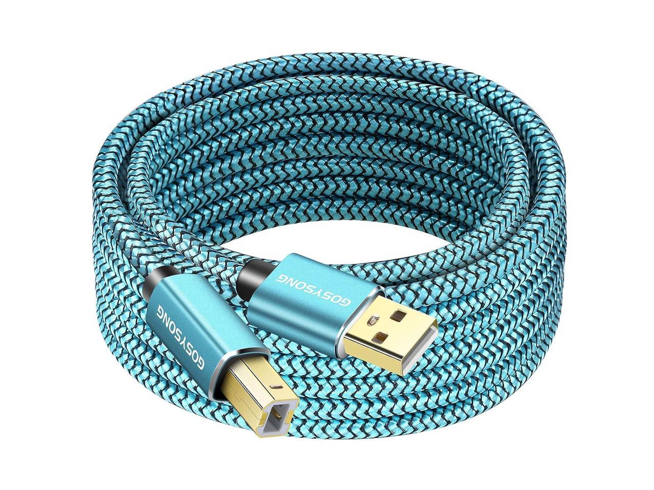 Hama Hama 1.5m 5ft USB A USB B Black Cable Nylon Braided Tangle-Free Lead 
