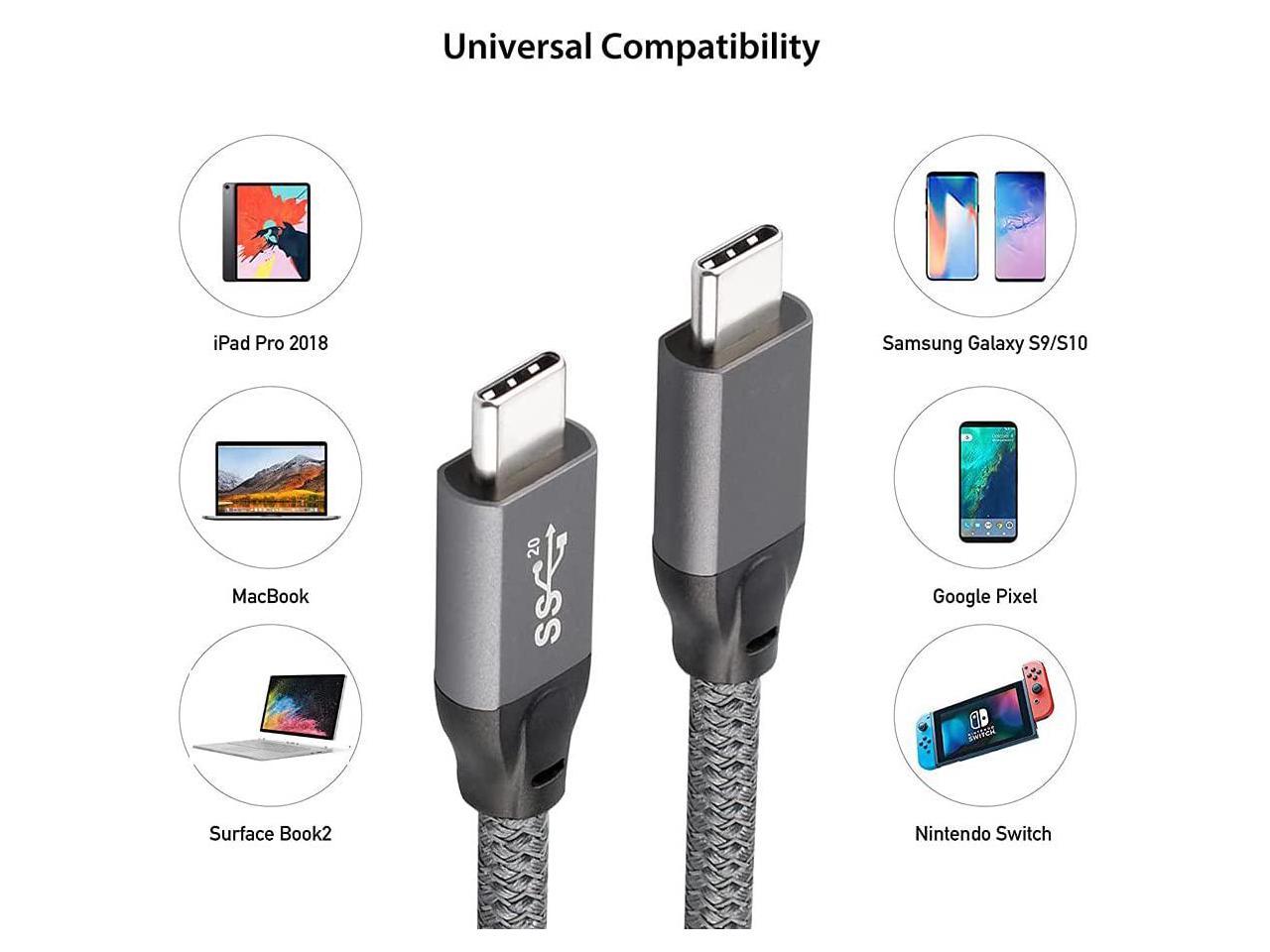 Grey S10 Giryriz Durable Braided Nylon USB C Cord to USB C USB C to USB C Cable Fast Charging 100W 1.6FT iPad Mini 6 S20 iPad Air 4 Compatible with MacBook Pro Galaxy S21 