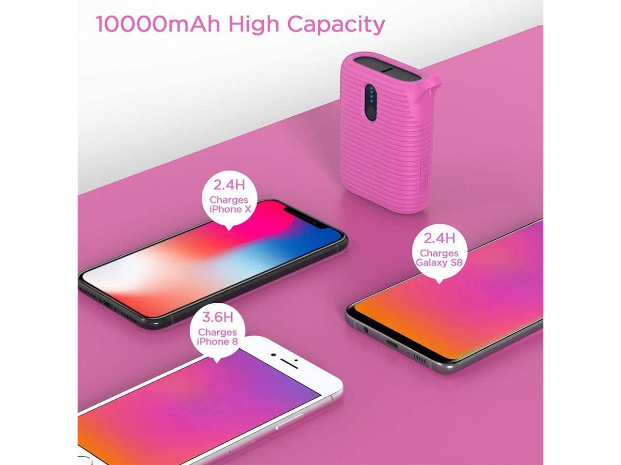 Samsung und mehr OUTXE Mini Power Bank 10000mAh tragbares Ladegerät superleicht mit Zwei Ausgangsanschlüssen Neo-Mint leichtester ultrakompakter externer USB-C-Akku für iPhone 