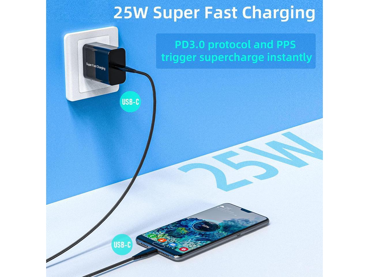 25W USB C Charger for Samsung Galaxy S21/S21 Plus/S21 Ultra FE/A52 5G/S10 S10E S10 S9,A32 A42 A12 A22 A82,A51 A21,Pixel 4A 5 4 3A XL,PD Super Fast Charging Block Wall Power Adapter Plug+5.5FT Cable 25W USB C Charger for Samsung Galaxy S21/S21 Plus/S21 Ultra FE/A52 5G/S10 S10E S10 S9,A32 A42 A12 A22 A82,A51 A21,Pixel 4A 5 4 3A XL,PD Super Fast Charging Block Wall Power Adapter Plug+5.5FT Cable