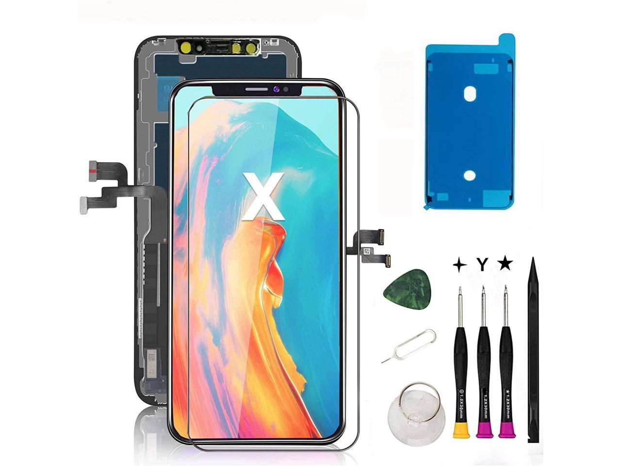 Screen Protector QTlier iPhone X Screen Replacement,LCD Display and Touch Screen Digitizer Frame Assembly with Repair Tool Kit Waterproof Glue Black, 5.8 inch, for iPhone X 
