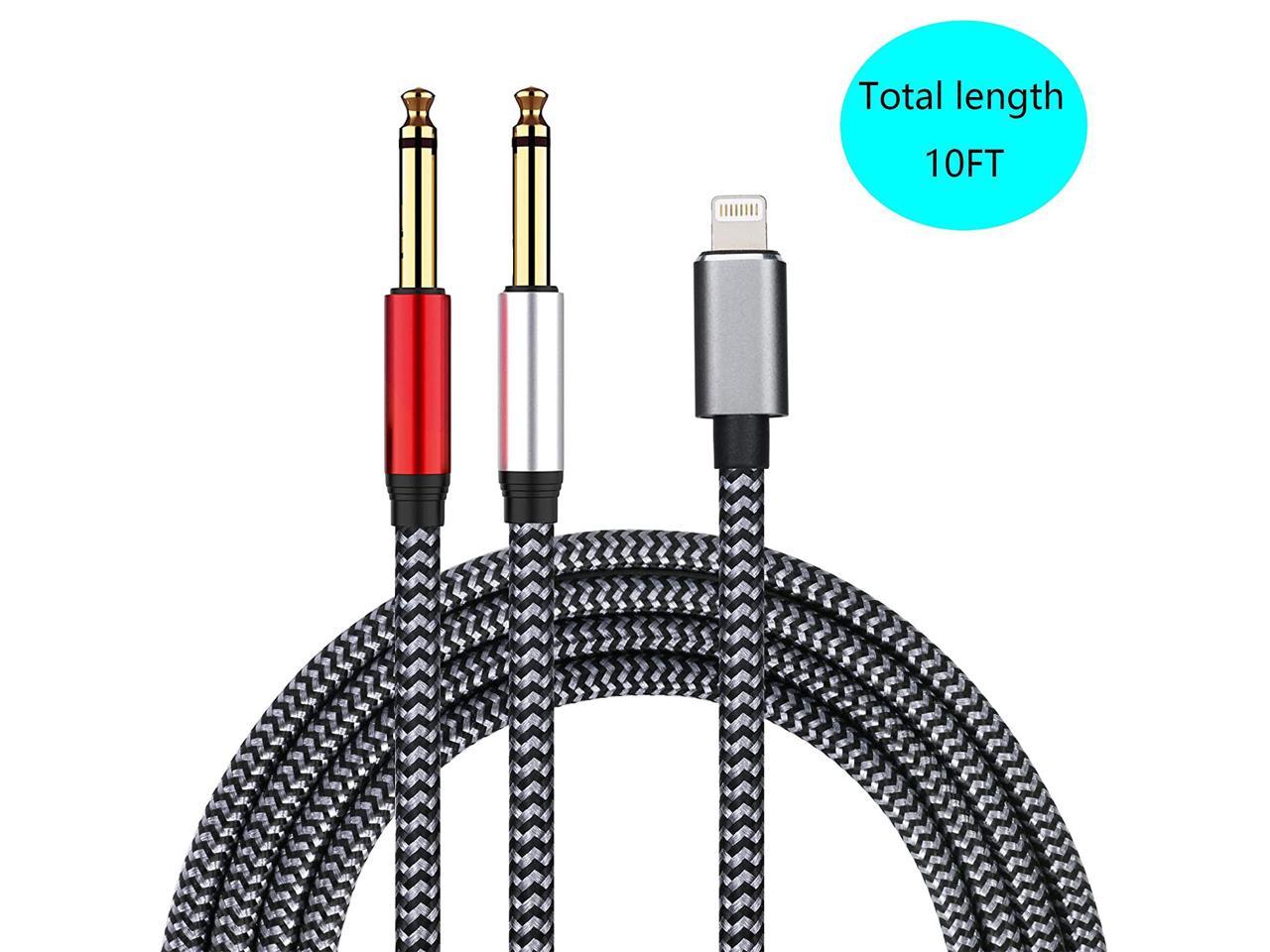 10 Feet/3 Meters DISINO 1/4 inch TRS Stereo Y-Splitter Insert Cable Male TS Mono Breakout Cable Audio Patch Cord 1/4 Inch Male Jack to Dual 1/4inch 6.35mm 