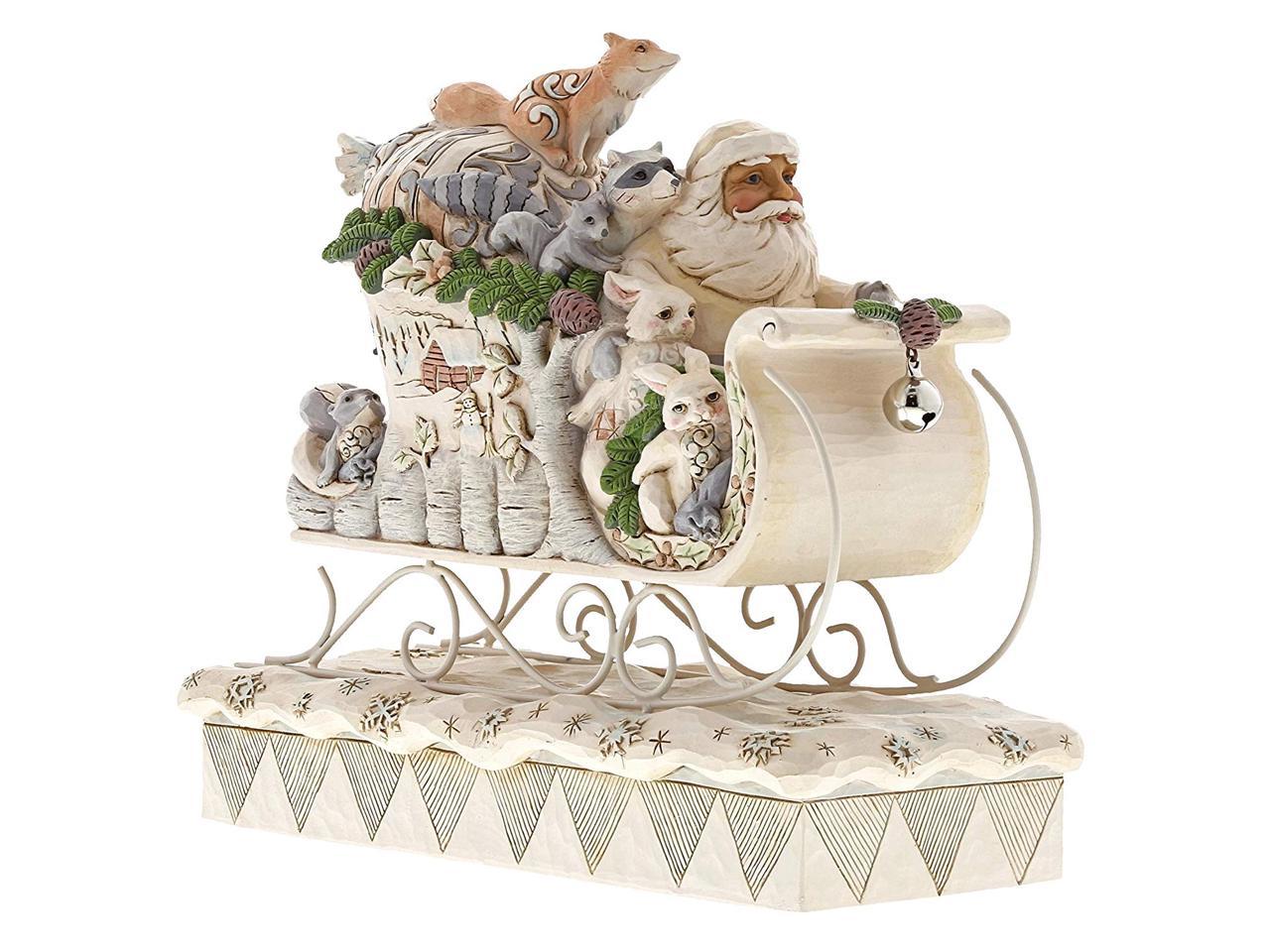 jim shore santa with rotating sleigh and reindeer