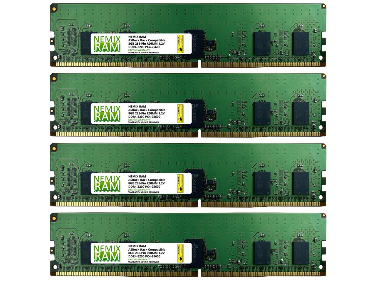 32GB Kit (4 x 8GB) DDR4-3200 PC4-25600 ECC Registered Memory for ASRock  Rack ROMED8-2T AMD EPYC Board by NEMIX RAM
