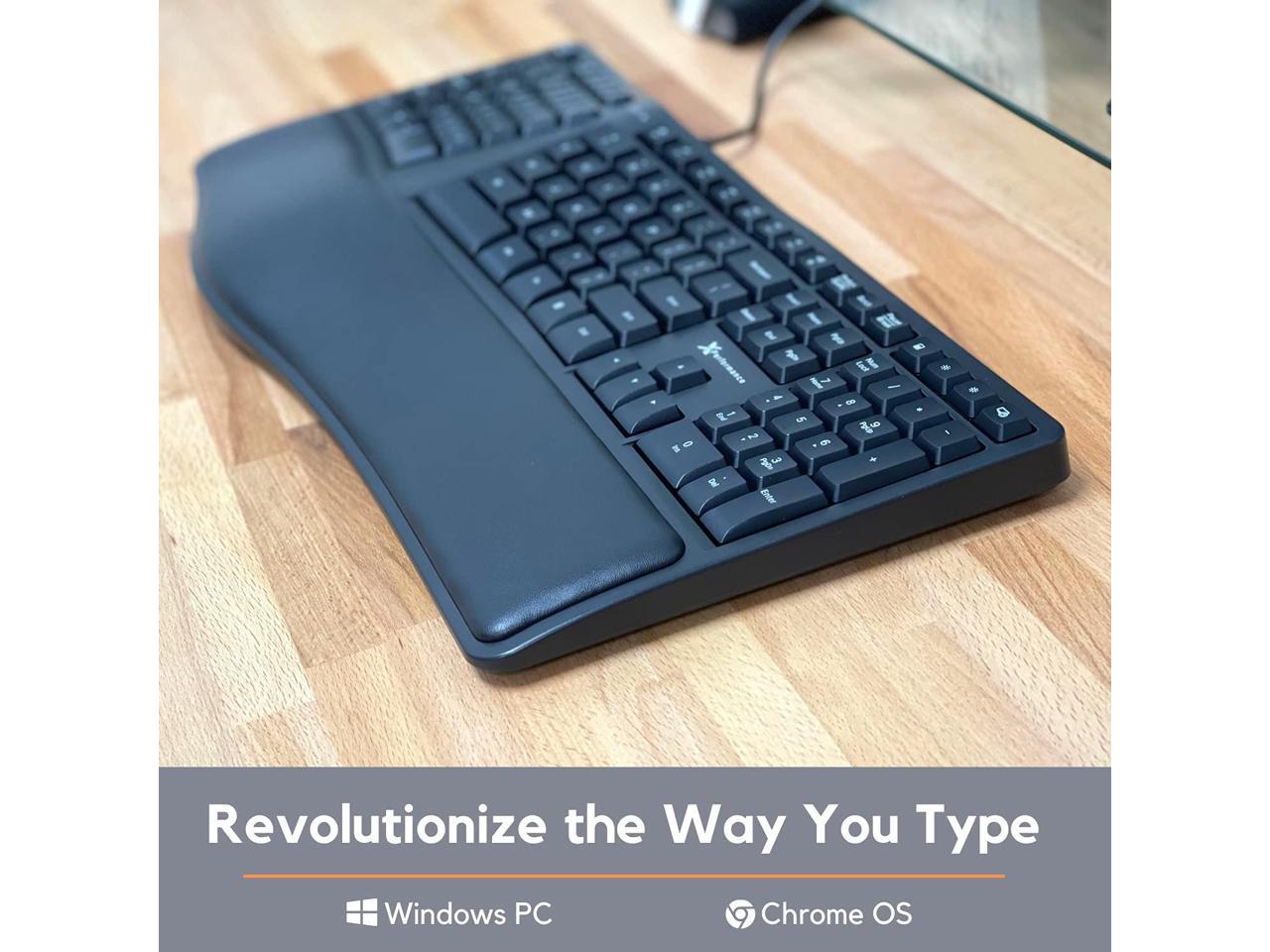 Type Comfortably Longer 110 Keys Ergo Keyboard for PC 17 Shortcuts Wired Ergonomic Keyboard for Laptop with Cushion and 5ft USB Cable X9 Performance Ergonomic Split Keyboard with Wrist Rest 