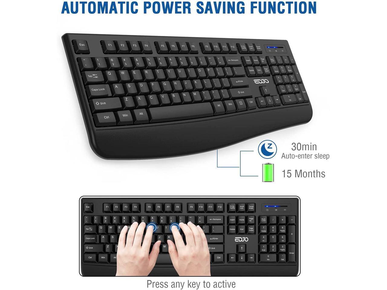 Wireless Keyboard, EDJO 2.4G Ergonomic Full Size Wireless Computer